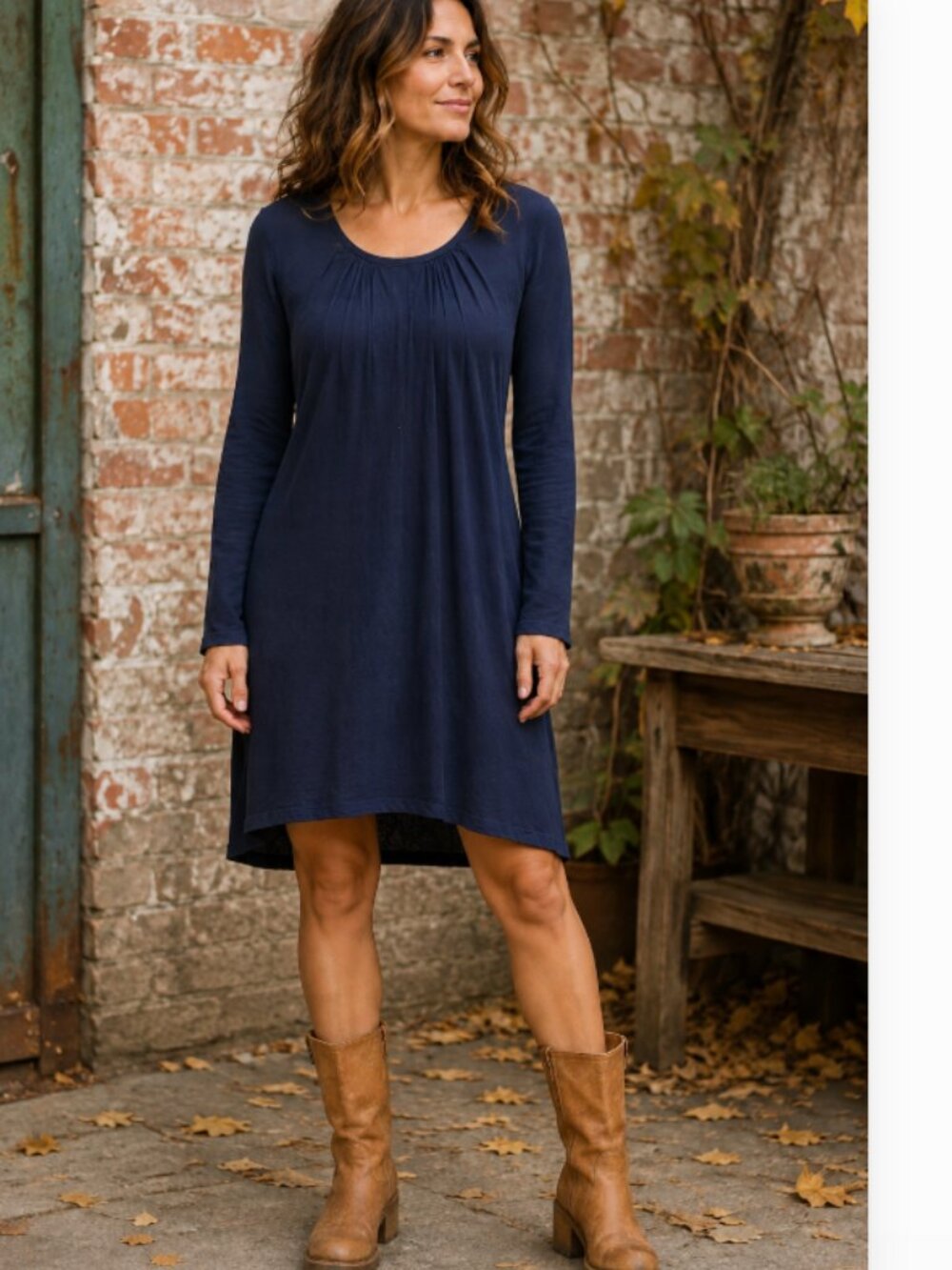 Prairie Underground Navy Organic Cotton Asymmetrical Dress Size M
